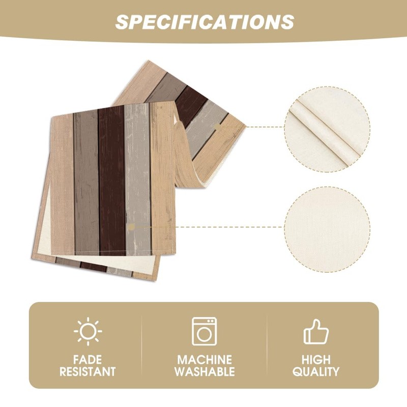 Artoid Mode Brown Retro Rustic Wood Texture Table Runner, Seasonal