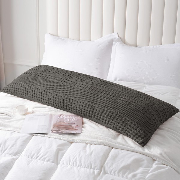 PHF 100% Cotton Waffle Body Pillowcase with Zipper, 1 Pack