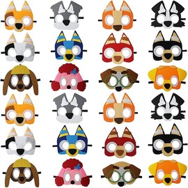 24 Packs Blue Puppy Dog Felt Mask for Kids, Puppy Dog Themed Party Supplies Birthday Party Favors Costumes Dress-Up Masks Birthday Gift for Boys Girls