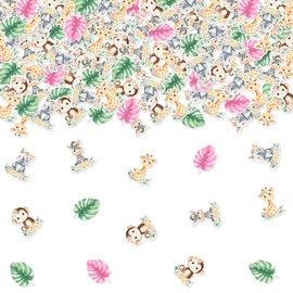 kreat4joy Pink Safari Party Decorations Girls, 200pcs Jungle Safari Animal Table Confetti Forest Wild Animal Table Decoration Paper Scatter for Two Wild One 1st 2nd Birthday Party Supplies Baby Shower