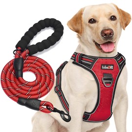 No Pull Dog Harness Adjustable Reflective Oxford Easy Control Medium Large Dog Harness with A Free Heavy Duty 5ft Dog Leash