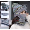 3 In 1 Women Knitted Hat Circle Scarf Mask Set
