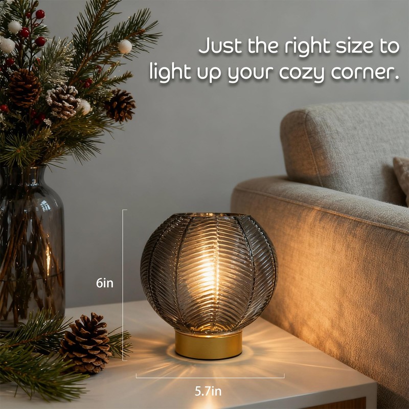 LUSHARBOR Battery Operated Lamp with Timer, Small Table Lamp Battery