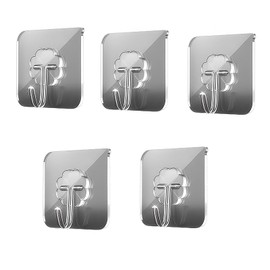Wall Hooks 13lb(Max) Transparent Seamless Coat Hooks,Waterproof and Oilproof,Bathroom Kitchen Heavy Duty Self Adhesive Hooks