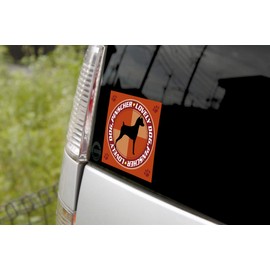 [M Size] Design Nameplate Woodman Dog Sticker Lovely Dog Pinscher Silhouette Orange Back MK-2