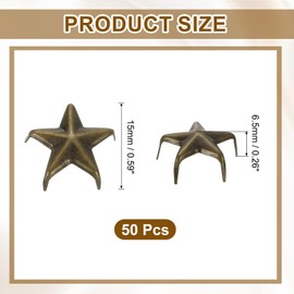 uxcell 50Pcs Metal Star Studs Claw, 15mm 5-Claw Punk Studs Rivets Spikes Nail Head Leather Rivets for DIY Crafts Clothing Leathercraft Bag Shoes, Silver