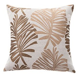 Cushion Cover 17.7 x 17.7 inches (45 x 45 cm), Stylish Nordic Backrest Natural Green Pattern Jacquard Woven SweetBaku (Gold)