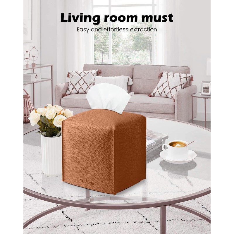 Tclouda Tissue Box Cover for PU Leather, Modern Simple Solid