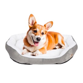 Resulzon Pets Dog Cats Puppy Kitten Washable Nest Mat Pad Soft Fleece Bed Cute Paw Print Comfortable with Anti-Slip Waterproof Bottom, Grey