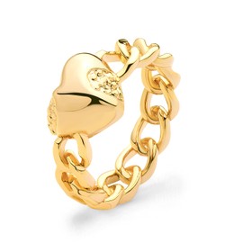 GDCOIN Gold Ring for Women Love Heart Stacking Rings,14k Gold Plated Link Chain,Promise Band Hypoallergenic,Size 6