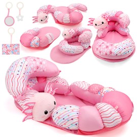 deAO Tummy Time Mat Sensory Toys Baby Mat for Infant Activity Mat Hanging Toys Developmental Playmat Washable Play Mat with Teething Toys Tummy Time Play Toys