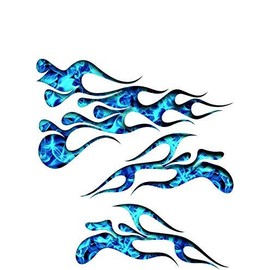 Wild Dingos LLC PG36-XXX - 3D Graphics Flame Decal Kit Golf Cart Lawn Mower Tractor UTV RC ATV Motorcycle (C - Large, PG36-102-000 3D SMF Blue)