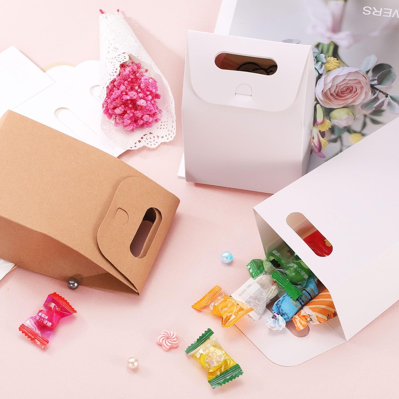 uxcell 32 Pcs Kraft Paper Gift Bags, Stand Up Gift