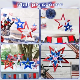 Table Decoration Signs 4th of July: Glitter Wooden Nested Stars Set Tiered Tray Decor - Red White Blue Patriotic Ornaments