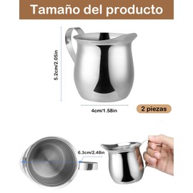 2 Piezas Jarra Espumadora De Leche, Taza Para Espumar Leche, Jarra Para Espumar Leche, Se Puede Hacer Burbujas De Leche, Tirar De Flores, Adecuado Para Familias, Cafeterías, Etc