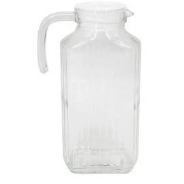 Sedona Retro Clear Glass Ribbed Rectangular 58 oz. Hot & Cold Drinks Carafe Pitcher