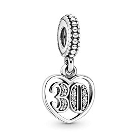 BEEUVIP 30 Years of Love Charm 925 Sterling Silver Bead for Charm Bracelets and Necklaces, Birthday Mothers Day Jewelry Gifts Women