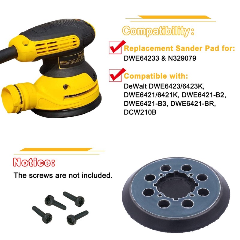 5 Inch Replacement Pad for DeWalt DWE6423/6423K, DWE6421/6421K, DCW210B Random