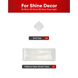 Shine Decor 5 Pack End Caps for 10x10mm 3D Bend LED Neon Rope Lights