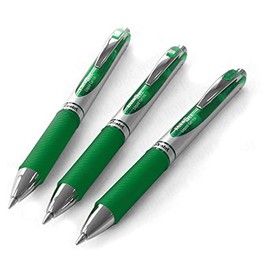 Pentel EnerGel XM BL77 - Retractable Liquid Gel Ink Pen - 0.7mm - 54% Recycled - Green - Pack of 3