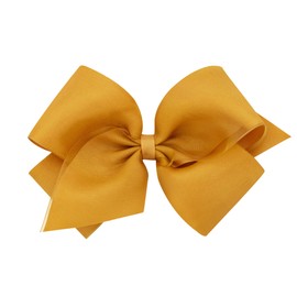 Wee Ones Girls' Grosgrain With Organza Overlay Hair Bow, King, Mustard