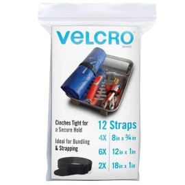 VELCRO Brand Bulk Pack 12 Reusable Fastening Cable Straps with Buckle Variety Si
