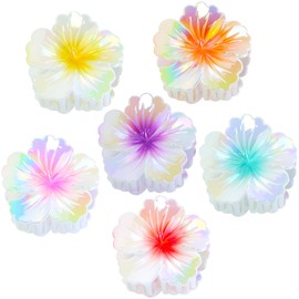 6 Pack Flower Hair Claw Clips for Women - Non-Slip Flower Hair Clip Thick/Thin Hair Floral Clips Summer Wedding Party Accessories (F: Pink, red, yellow, orange, purple, cyan)