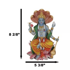 8 Inch Vishnu with Lotus Mythological Indian Hindu God Statue Figurine