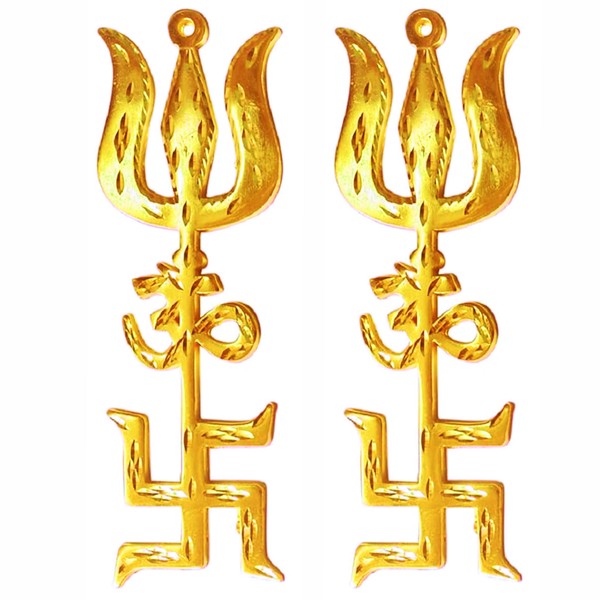 HOME GENIE Tri Shakti Trishool – Brass Trishul, Om, and