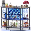 Zarler Bar Cart with Power Outlet Easy to Assemble, LED