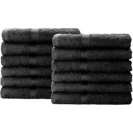 Simpli-Magic Cotton Hand Towels, 16"x27", Black, Not Bleach Proof, 12 Count