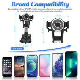 BESULEN Phone Mount for Car, Suction Cup Phone Holder for Auto Windshield Dashboard, Stable Hands-Free Cellphone Cradle, Adjustable Telescopic Arm Mount, Compatible with All Smartphones