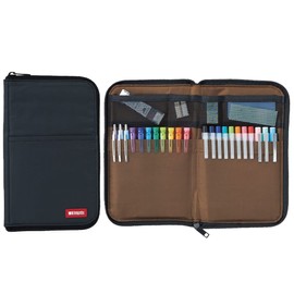 LIHITLAB LAB Slim Pen/Pencil Pouch, Wide, 0.7 × 5.5 × 8.5 Inches, Black (A7653-24)