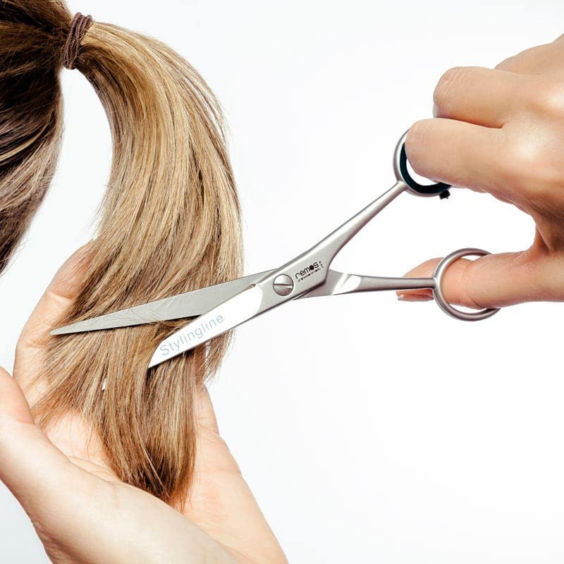 Remos Hair Scissors Stainless Steel with Serrated Blade and Hook