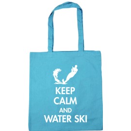 Hippowarehouse Keep calm and water ski Tote Shopping Gym Beach Bag 42cm x38cm, 10 litres