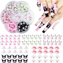 Gulenvailo 70pcs Cute Nail Art Charms Decor Parts Nail Parts Slime Nail Charms Cartoon Nails Cute Fashion 3D Resin Charms Handmade Various Fashion Kits Nail Design Supplies DIY Craft Accessories