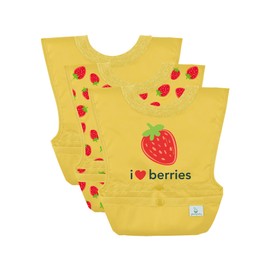 green sprouts Pull-over Food Bib | Wide Coverage | Stretchy Collar | 100% Cotton made without PVC | Yellow Berries | 6-18 months (3pk)