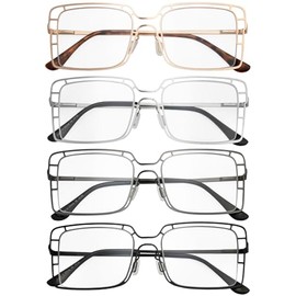 Reducblu 12-Pack Reading Glasses Thin Metal Hollow Frame Readers for Women(+0.75)