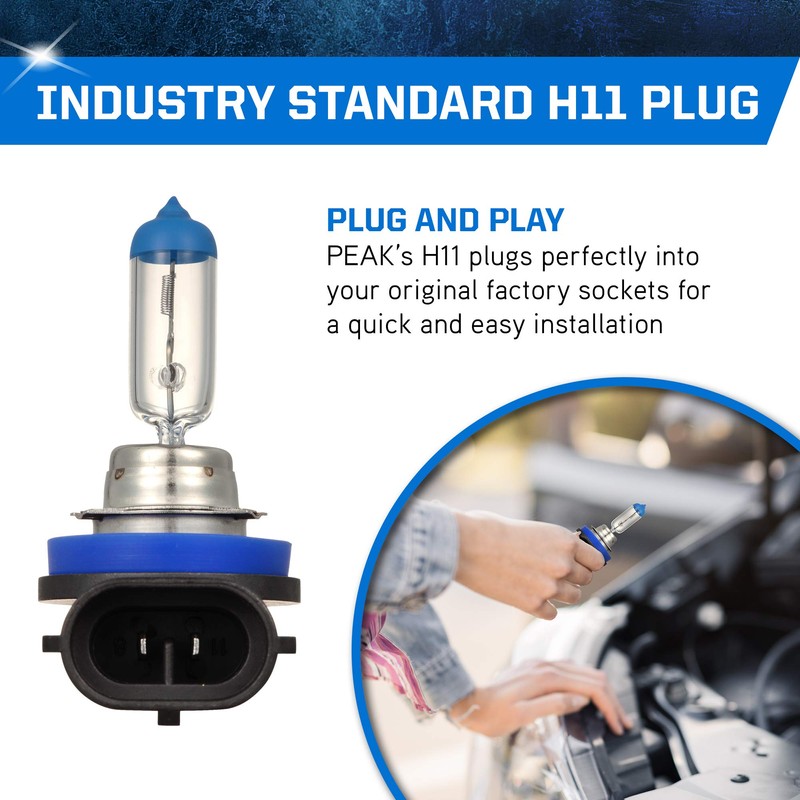 PEAK Power Vision Automotive High Performance H11 55W Headlights (2