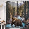 Hajmsug Forest Bear Shower Curtain, Misty Mountains Wildlife Farm Rustic