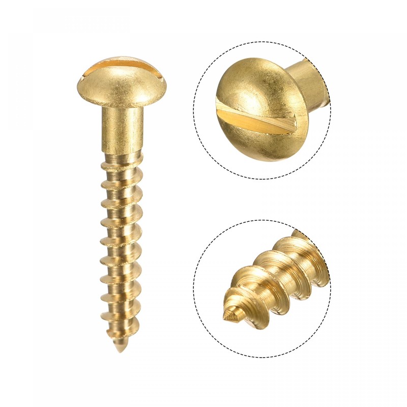 sourcing map Wood Screws M4 x 25mm Slotted Round Head
