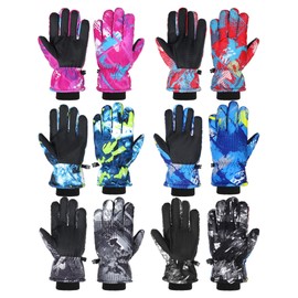 Bencailor 6 Pairs Winter Gloves for Kids Waterproof Boys Snow Ski Gloves Girls Warm Windproof Mittens for Children Outdoor(Red, Blue, Pink, Gray, Green, Black,3-6 Years)