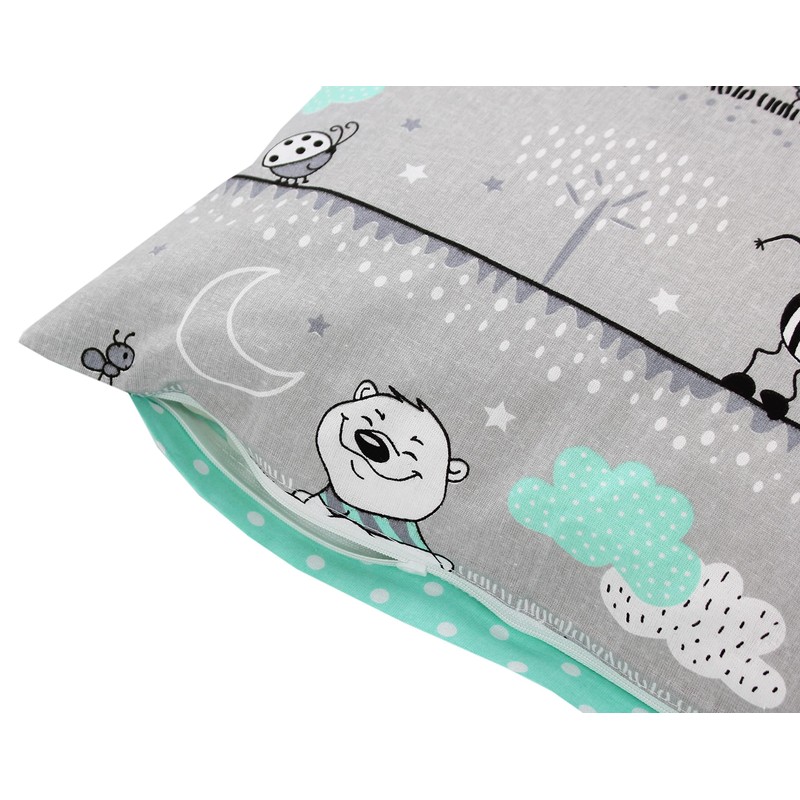 TupTam Children's Decorative Pillow Case Double Sided Design, Bear Mint