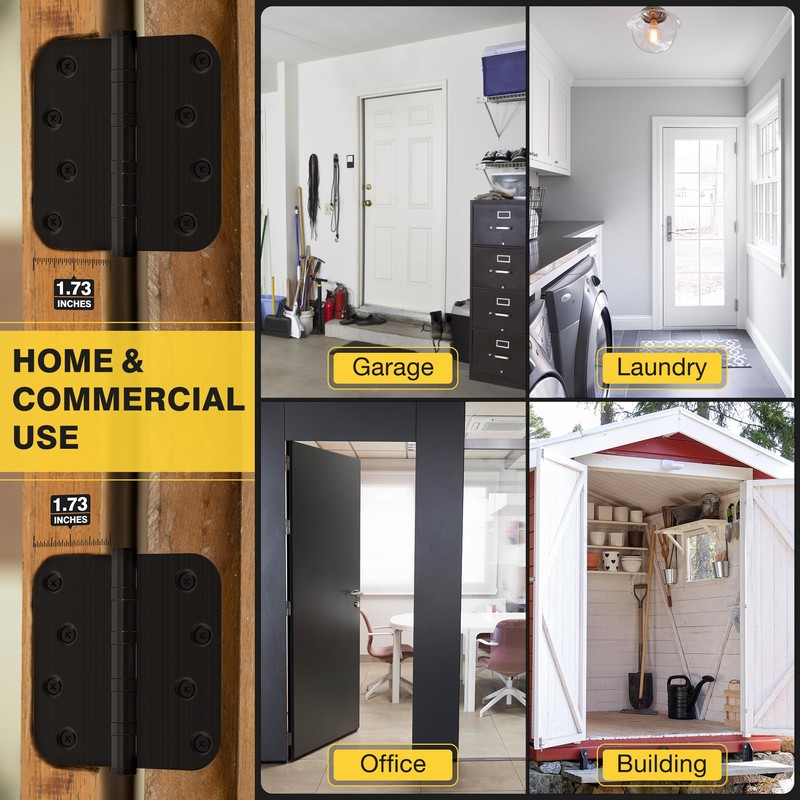 KOLET Ball Bearing Door Hinges, 4 x 4 Inches Black