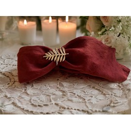 Eight Owls Linen Napkins – 100% Pure Stonewashed Linen Cloth Napkins – Mitered Corners - Size 45 cm x 45 cm – Set of 4 (Burgundy)