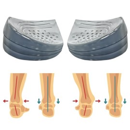 Skyfoot Insertos de cuña de talón ajustables de 3 capas para corrección de supinación y pronación, plantillas adhesivas de talón medial y lateral para