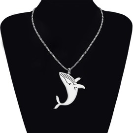 YAYAKO Stainless Steel Sperm Whale Necklace Pendant Chain Charms Whale Gifts for Women Girls Charms Sea Jewellery (Silver Blue Whale)