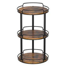 LAMU 10.2'' Wood Lazy Susan Turntable Organizer for Cabinet, 3 Tier Lazy Susan Spice Rack Organizer for Kitchen, Table Top, Countertop, Pantry, Bathroom