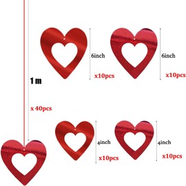 EHIOG Valentine's Day Decoration, Heart Decoration, Heart Glitter Red Garland, Hanging Heart Swirl Valentine's Day Ceiling Hangings Decorations, for Valentine's Day, Wedding Anniversary, Engagement