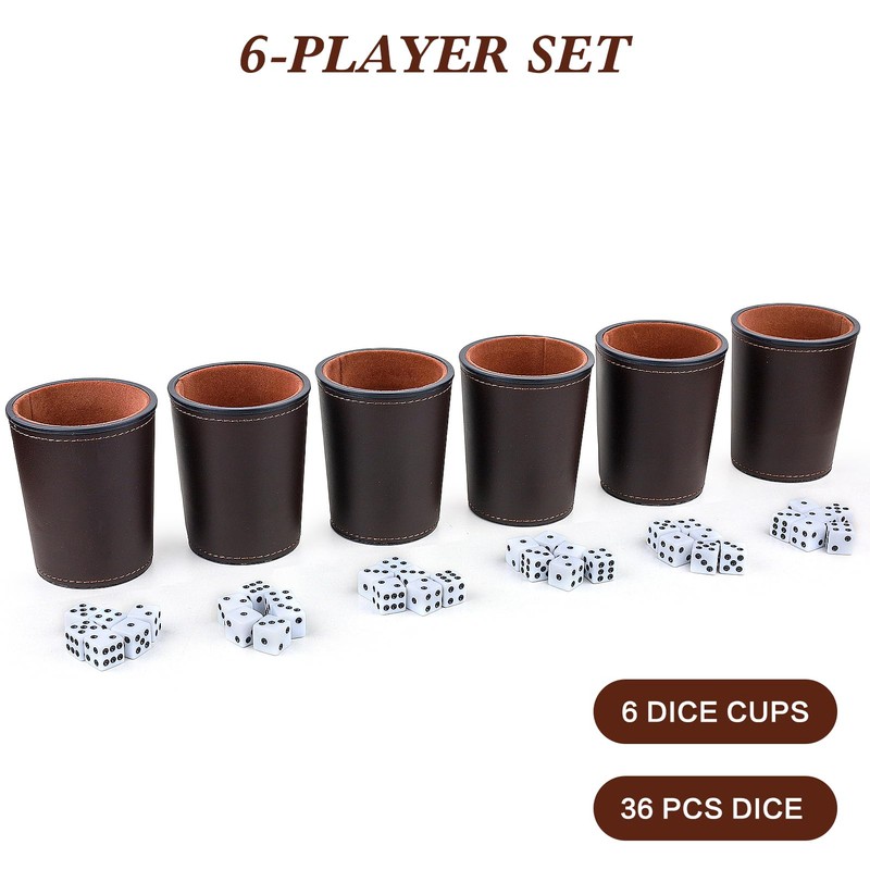 Gesserit Felt Lined PU Leather Dice Cups Set, 6 Quiet